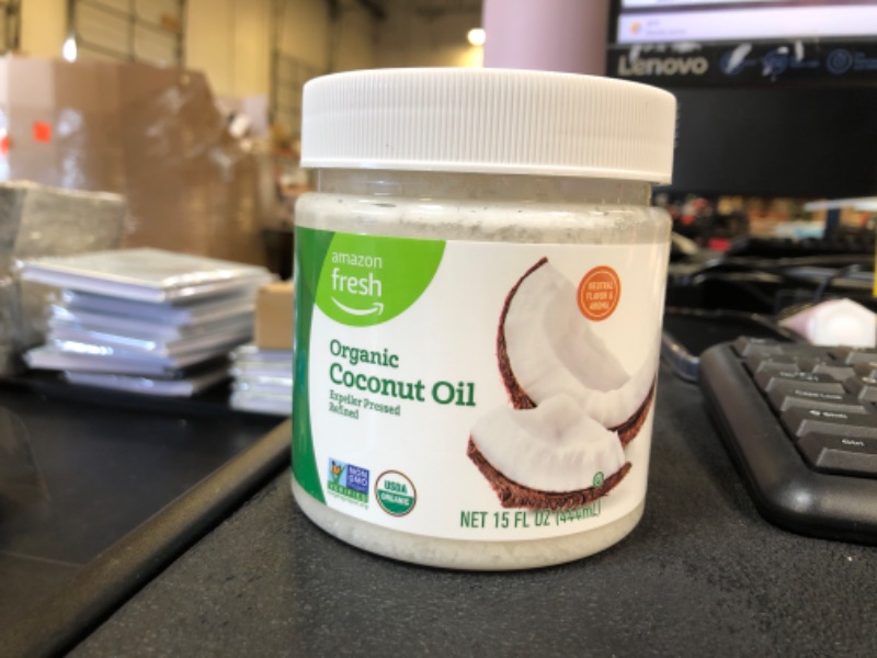 Photo 2 of Amazon Fresh, Organic Refined Coconut Oil, 15 Fl Oz (Previously Happy Belly, Packaging May Vary) EXP 06/12/2026