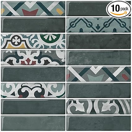 Photo 1 of 10-Sheet 12"x12" Premium Backsplash Tile for Kitchen Peel and Stick, 3D Self Adhesive Stick on Tiles for Kitchen, Bathroom - Waterproof Wall Decor Stickers (10 Sq.Ft, Dark Grey)