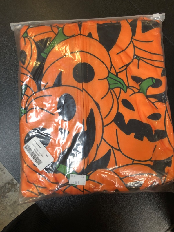 Photo 2 of 1 VNVNE Matching Halloween Pajamas for Family?Pumpkin Skeleton Onesie Pjs for Adult/Couples/Women/Men?One Piece Holiday Loungewear Sleepwear(Men,XL,Orange/Pumpkin) 