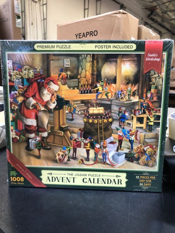 Photo 1 of Advent Calendar 2023 Christmas Puzzles for Kids and Adults, 2023 Christmas 24 Days Countdown Calendars Christmas Gifts for Boys Girls,1008 Pieces Christmas Puzzle in 24 Boxes, Santa's Workshop(27.56 x