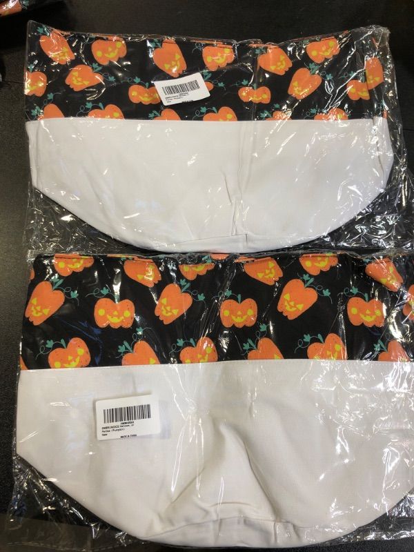 Photo 1 of 2 EMBRUNIOICE Halloween Trick or Treat Bags, Reversible Canvas Bucket Tote Bag, Multipurpose Portable Halloween Basket Gift Bag for Parties?Pumpkin?