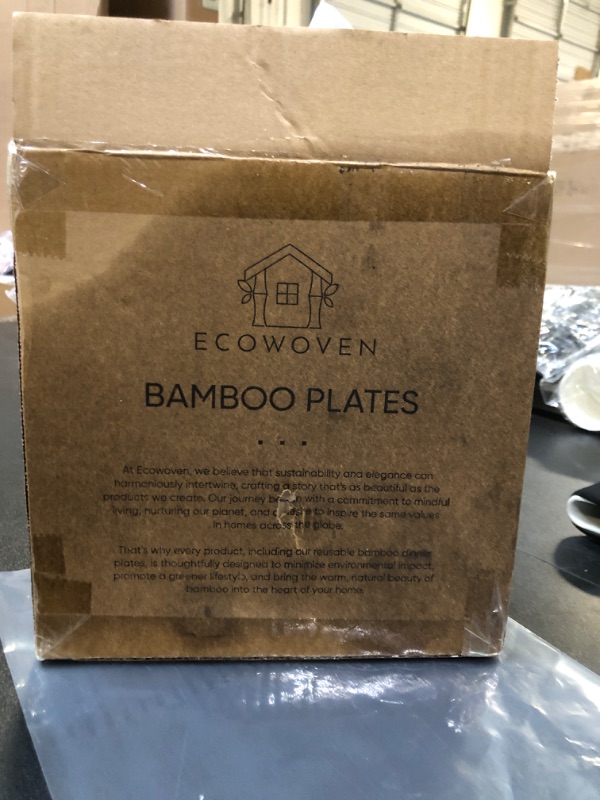 Photo 4 of Ecowoven Bamboo Wood Plates - Sturdy Serving Platters and Trays, Robust Wood Chargers for Dinner Plates, Versatile Wooden Plates Set for Sustainable Dining (9-Inch, 4 Pack) (BOX DAMAGE)