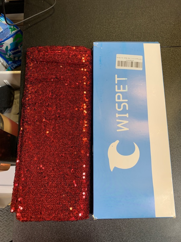 Photo 2 of WISPET Burgundy Sequin Table Runner 12" x 108" Sequin Rectangle Table Runner Glitter Table Runner for Party Decor Graduation Party Supplies Decorations Wedding