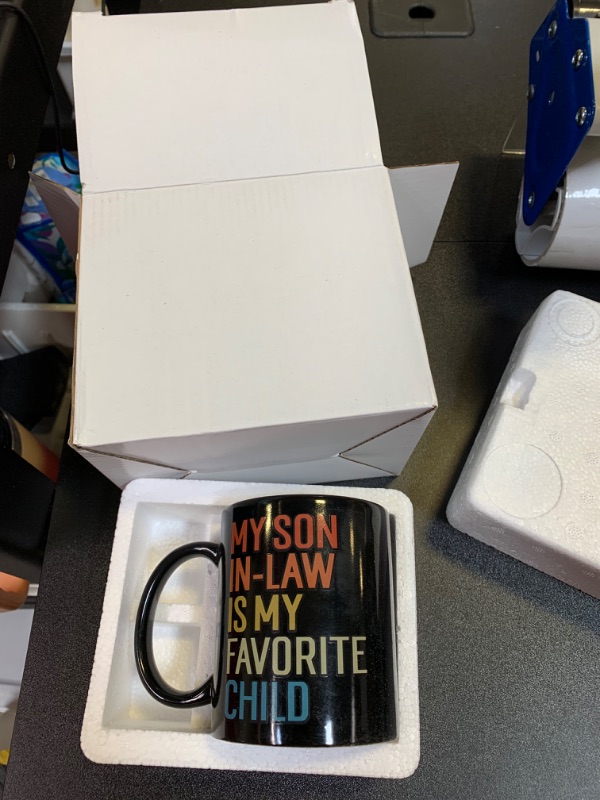 Photo 2 of Jewelayer My Favorite Child Is My Son In Law Mug For Mother In Law Father In Law Fun Family Humor Retro Coffee Mug A Son in Law Bonus Son Child Birthday Holiday Ceramic Mug (B. Black)