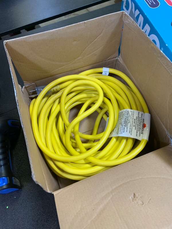 Photo 2 of BBOUNDER Outdoor Extension Cord 50 FT Waterproof, 12/3 SJTW Heavy Duty 15A 1875W, Flexible 100% Copper 3 Prong Cords for Commercial Use and High Power Appliance, Yellow