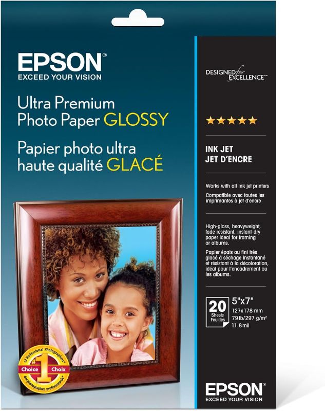 Photo 3 of Epson Ultra Premium Photo Paper GLOSSY (5x7 Inches, 20 Sheets) (S041945) (Pack of 1