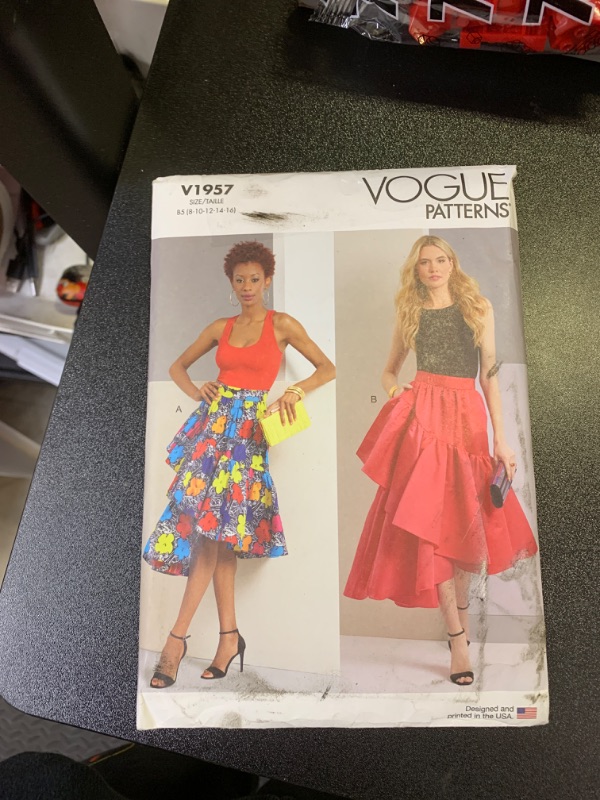 Photo 2 of Vogue Misses' Asymmetric Ruffled Skirts Sewing Pattern Packet, Design Code V1957, Sizes 8-10-12-14-16