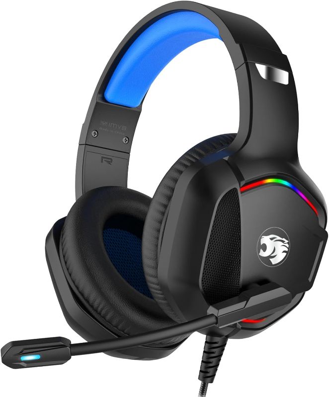 Photo 1 of A36 Gaming Headset with Microphone for Pc, Xbox One Series X/s, Ps4, Ps5, Switch, Stereo Wired Noise Cancelling Over-Ear Headphones with Mic for Computer, Laptop, Mac, Nintendo, Gamer (Blue)
