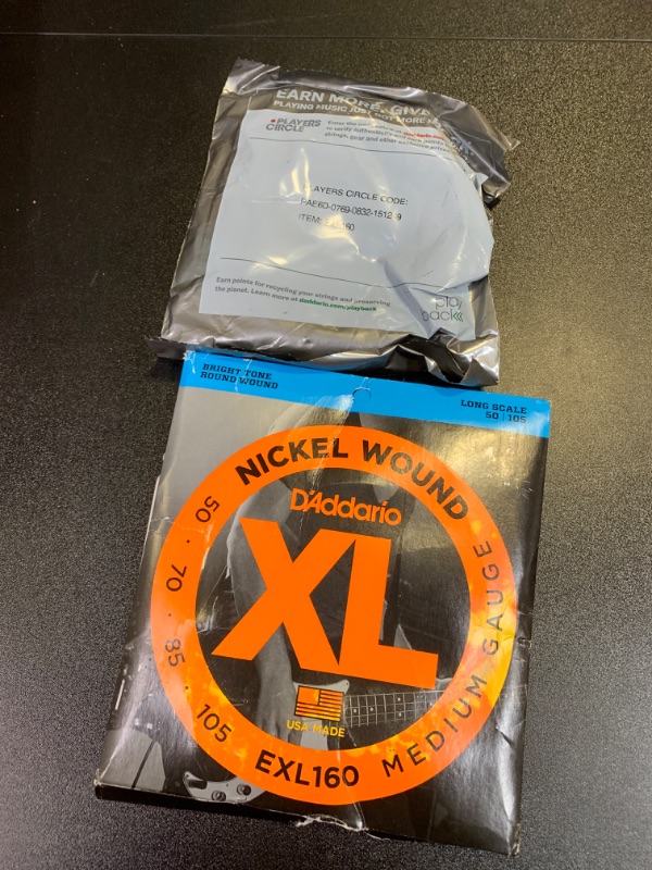 Photo 2 of D'Addario Bass Guitar Strings - XL Nickel Bass Strings - EXL160 - Perfect Intonation, Consistent Feel, Powerful Durability - For 4 String Bass Guitars - 50-105 Medium, Long Scale