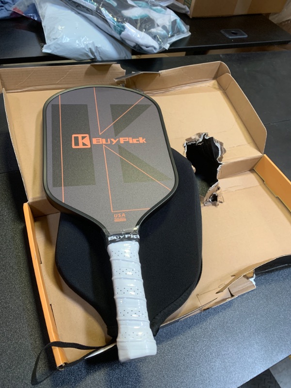 Photo 2 of Pickleball Paddle, Carbon Fiber Surface with Reinforced 16mm Polypropylene Honeycomb Core, Perforated Grip, USA Pickleball Approved,2 Pickleball Paddle with 4 PE Balls& 1 Bag
