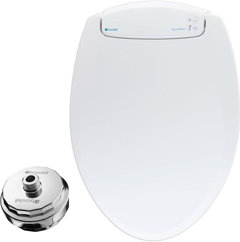 Photo 1 of Brondell L60-EW LumaWarm Heated Elongated Toilet Seat & VivaSpring Compact Shower Filter Bundle