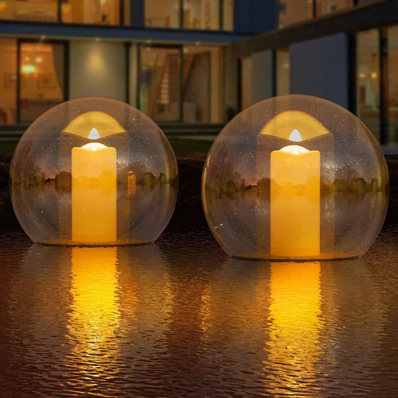 Photo 1 of Uuffoo Floating Pool Lights, Solar Flame Lights Flickering IP66 Waterproof LED Glow Pool Ball Night Lights, Outdoor Lantern