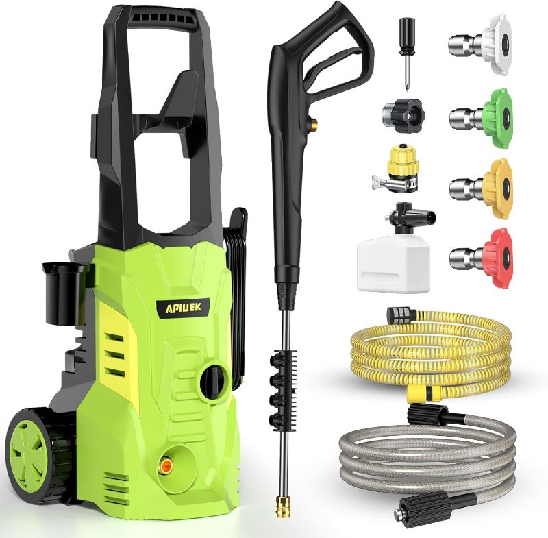 Photo 1 of Electric Pressure Washer - GUIFIN Portable Power Washer with Soap-Adjustable Tank, Steel Spray Wand, 4 Pressure Tips, 6.6 FT Inlet & 23 FT Outlet Hose, 3800PSI & 2.4GPM, for Patio/Car/Driveway/Fence