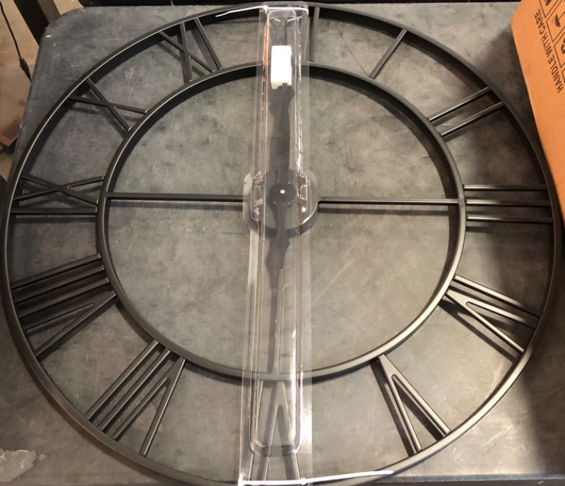Photo 1 of 30IN Extra Large Wall Clock Modern,Silent Non Ticking Wall Clocks Battery Operated, Metal and Great Roman Numerals,Industrial Wall Clock for Office,Home Decor,Kitchen