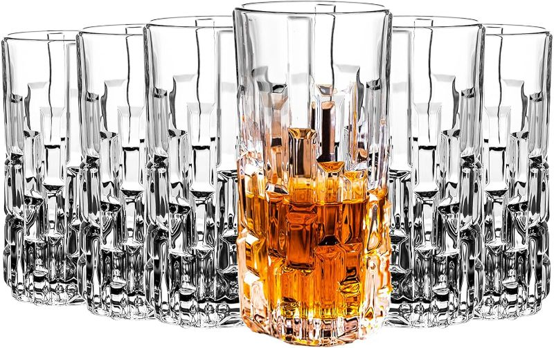 Photo 1 of Highball Glasses Set of 6, 14 oz Water Glasses, Collins Tall Beverage Cups Glassware for Drinks, Water, Beer, Soda, Cocktail