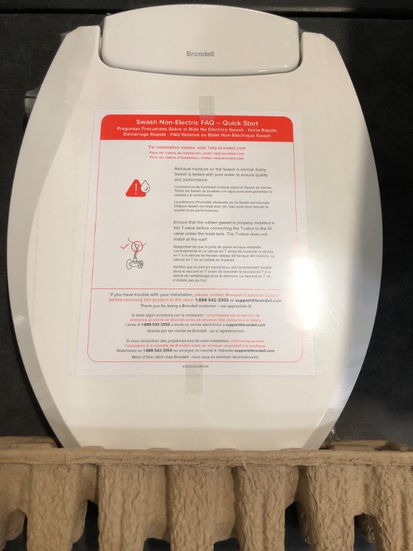 Photo 1 of Brondell Bidet Toilet Seat Non-Electric Swash Ecoseat, Fits Elongated Toilets, White - Dual Nozzle System, Ambient Water Temperature - Bidet with Easy Installation