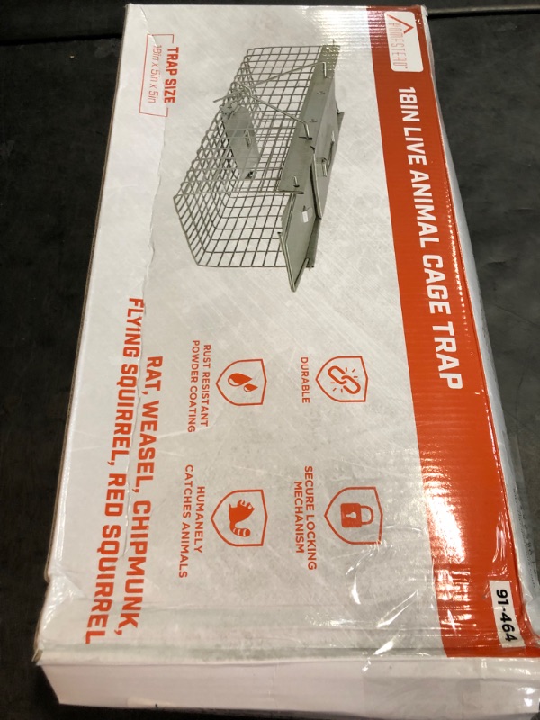 Photo 1 of HOMESTEAD Live Rat Trap Indoor/Outside - Have A Heart Squirrel Trap, for Chipmunk, Small Rabbits, Weasel and Similar-Size Rodents, 18"x5"x5", 2 Doors, Fully Assembled