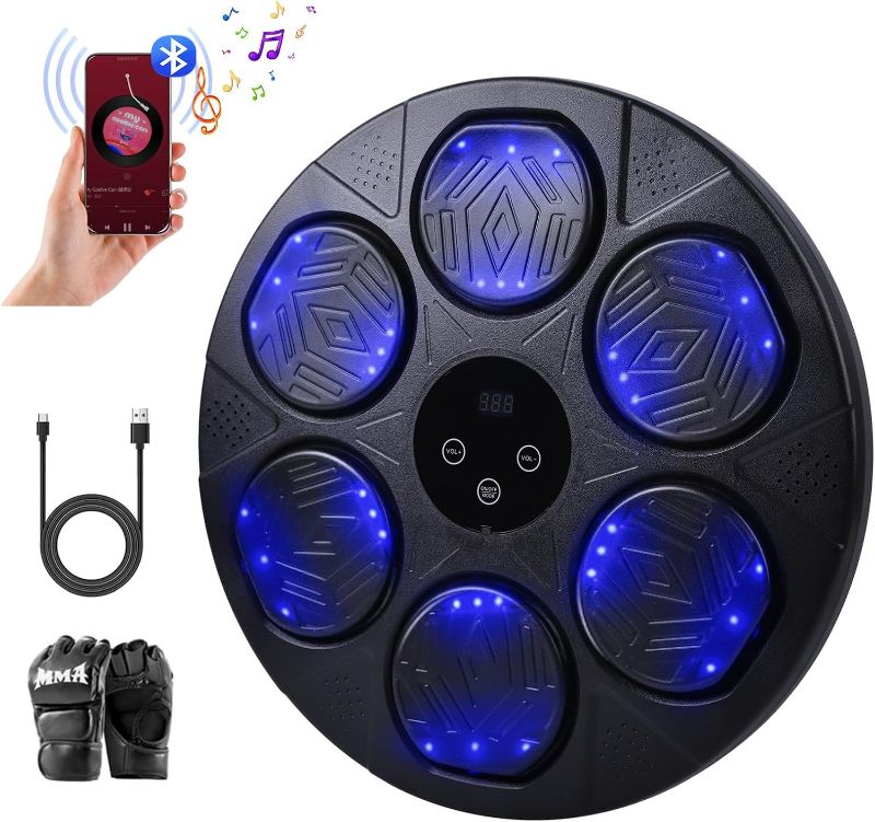 Photo 1 of 2025 Music Boxing Machine for Adults and Kids, Smart Bluetooth Punching Bag with Boxing Gloves, Boxing Wall Mount Machine, Boxing Target Training Equipment for Home, Office, Gym(Upgrade)
