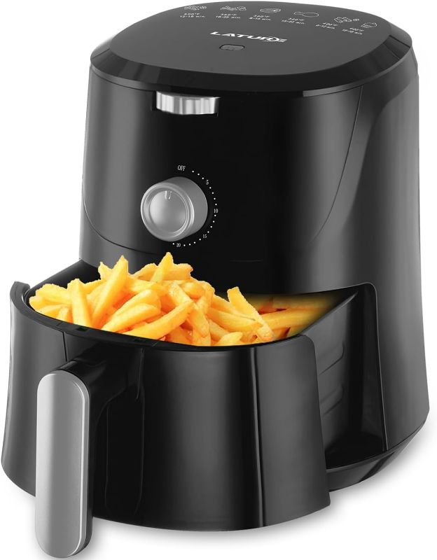 Photo 1 of 4.2 QT Air Fryer Oven Cooker with Temperature and Time Control Dishwasher Non-stick Basket 6 Cook Presets Stainless Steel Tray (Black-Knob)