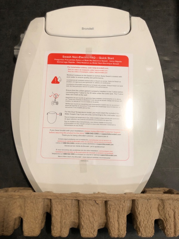 Photo 1 of Brondell Bidet Toilet Seat, Non-Electric Swash Ecoseat, Fits Elongated Toilets, White - Dual Temperature, Dual Nozzle System - Bidet with Easy Installation