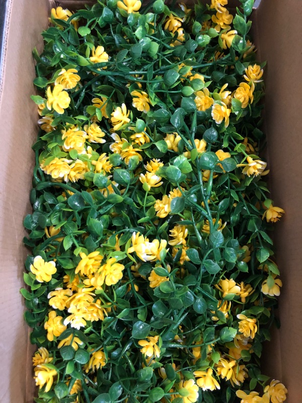 Photo 2 of Artificial Flowers Faux Plastic Flower Bouquets Greenery Shrubs Plants for Wedding Patio Balcony Garden (Yellow)