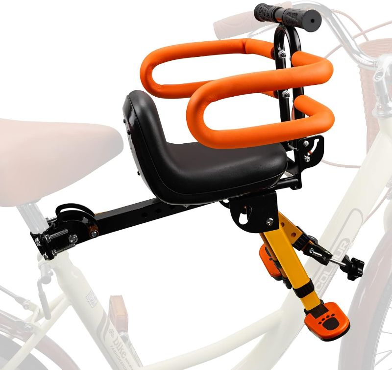 Photo 1 of Child Bike Seat - Front Mount, Kids Bike Seat for Adult Bike,Retractable Baby Bike Seat Front Mounted, Toddler Bike Seat for Children 2~6 Years
