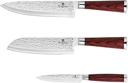 Photo 1 of Berlinger Haus 3 Piece Knife Set, Red Wood Knives Set for Kitchen