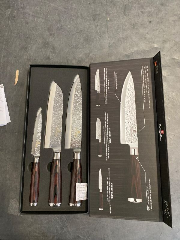 Photo 1 of Berlinger Haus 3 Piece Knife Set, Red Wood Knives Set for Kitchen
