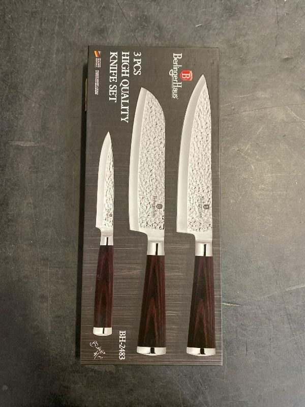 Photo 1 of Berlinger Haus 3 Piece Knife Set, Red Wood Knives Set for Kitchen

