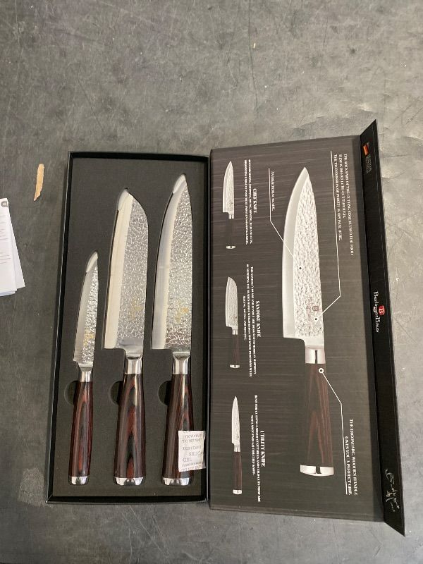 Photo 1 of Berlinger Haus 3 Piece Knife Set, Red Wood Knives Set for Kitchen