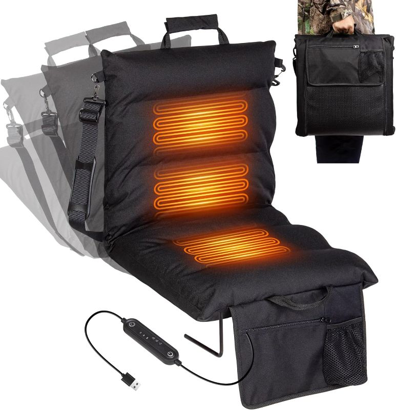 Photo 1 of Heated Stadium Seats for Bleachers with Back Support and Cushion, 3-Temperature Control & Timer Heating Bleacher Chairs, Comfort Stadium Chair Portable Bleacher Seat for Sports Events Outdoor