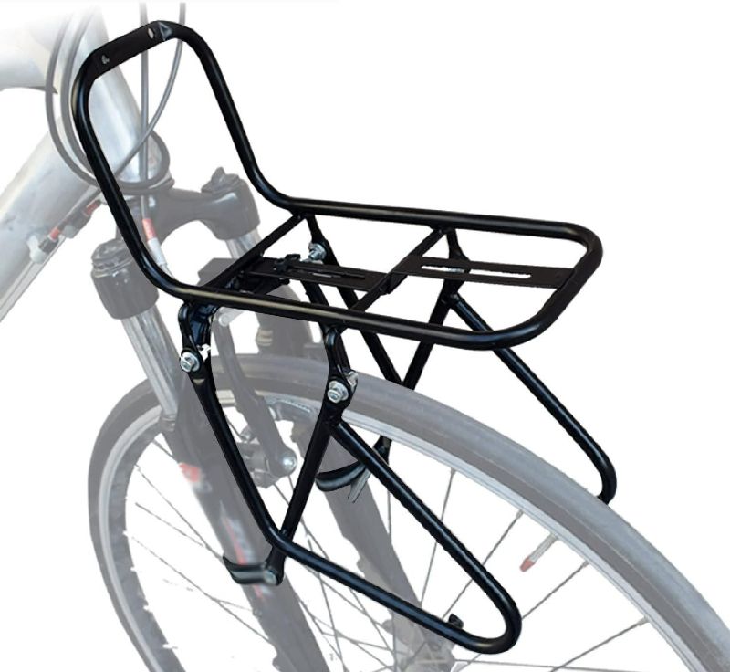 Photo 1 of Bicycle Front Rack, Bike Luggage Touring Carrier Racks 15KG Capacity Mountain Bike Pannier Rack Cycling Equipment Stand Footstock for Cargo Luggage Picnic Carrier Rack,Black 2