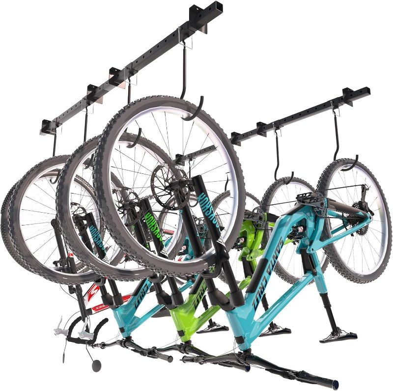 Photo 1 of Echaprey Bike Hangers for Garage Bike Storage Rack Ceiling Mount Indoor Metal Bike Rack Hanger Garage Home Storage 8 Adjustable Bike Hooks for 4 to 8 Bicycles, Holds Up to 250lbs