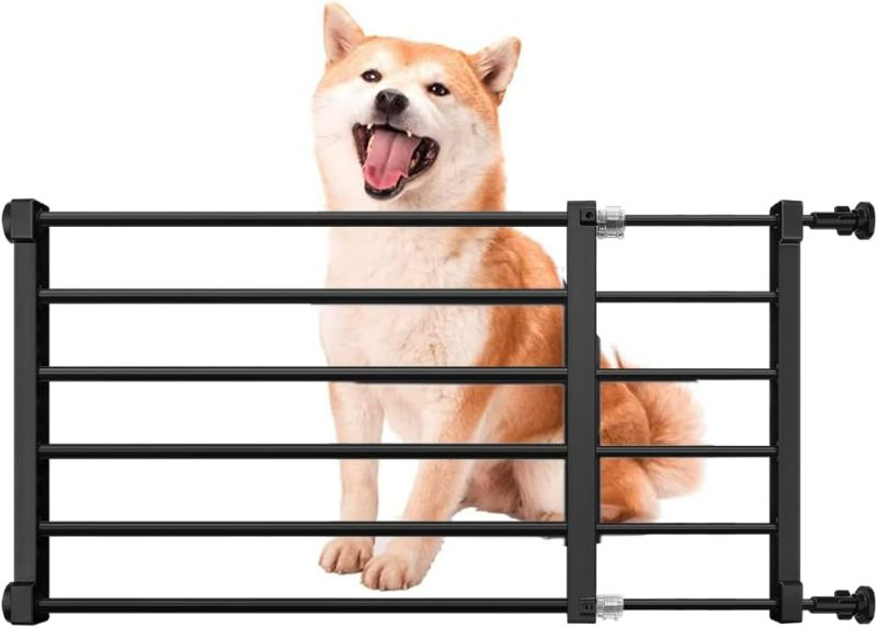 Photo 1 of Adjustable Step-Over Dog Gate - Expandable 22"-39.37" Pressure Mount Pet Gate for Stairs/Doorways, Indoor/Outdoor Use - Low Profile Space-Saving Puppy Gate (Short & Lightweight) (Black, M)