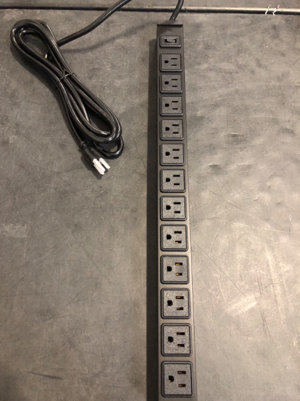 Photo 1 of Metal Wall Mount Power Strip, Mountable Power Outlet with 12 AC Outlets, Aluminum Alloy Mount Power Socket with Switch