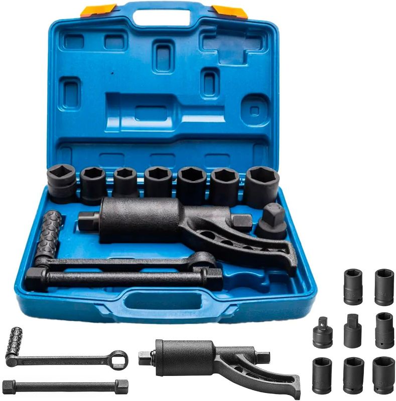 Photo 1 of Heavy Duty Torque Multiplier Wrench Set - 1:64 Torque Wrench Set 11PCS Labor Saving Torque Multiplier Wrench Lug Nut Remover Lug Nut Wrench Set 1'' Drive 4800 NM with 8PCS CR-V Sockets Set (24-38MM)