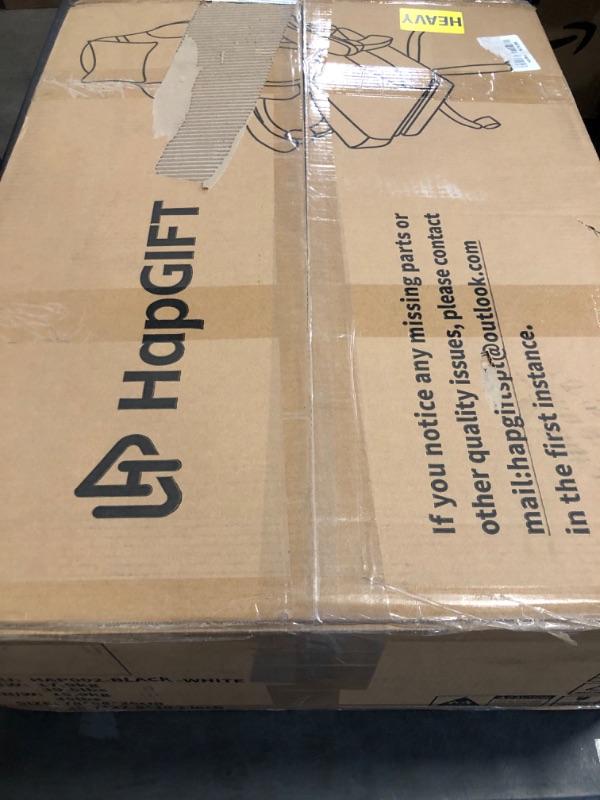 Photo 1 of HapGIFT Gaming Chair, Computer Chair with Massage Lumbar Support, Ergonomic Gaming Chair with Footrest, High Back Adjustable Technical Fabric Chair with Headrest, Gamer Chair for Adults (Black-White)