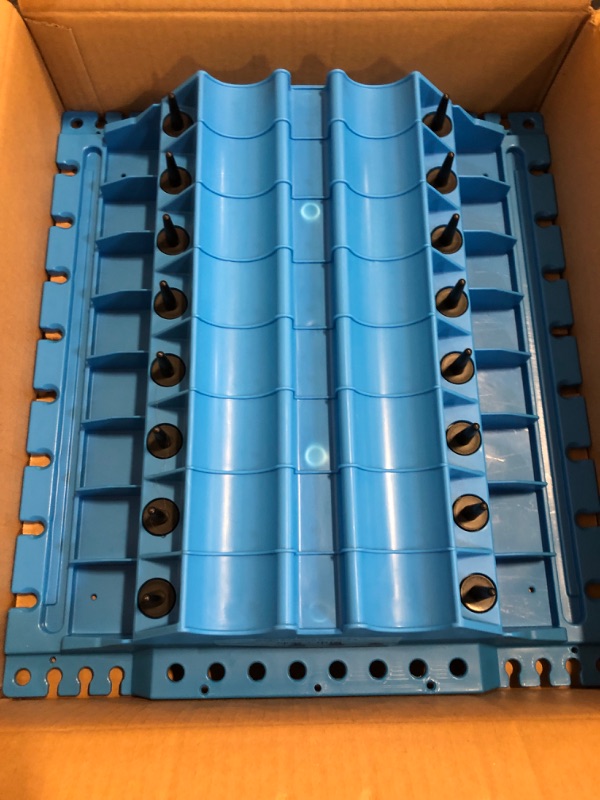 Photo 1 of Auto Engine Part Organizer, Engine Cylinder Head Component Repairing Organiser Valves Standing Set, Engine Component Tray, Camshaft shelving Tool (Valves Springs Camshafts), Blue