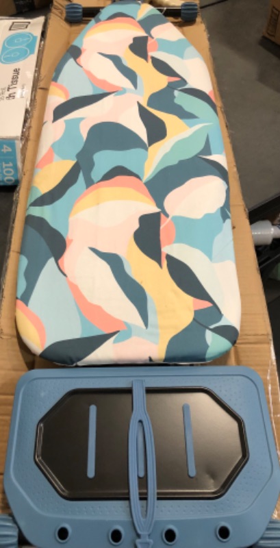 Photo 1 of Ironing Board(45 x 15 in) 7 Height Options, Metal Panel Foldable Iron Board with Rest, Compact Portable Ironing Board, Heavy Duty Folding Iron Stand with Hanger, Dark Blue