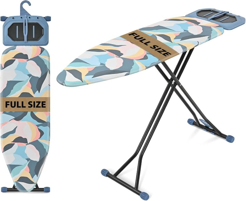 Photo 1 of Ironing Board(45 x 15 in) 7 Height Options, Metal Panel Foldable Iron Board with Rest, Compact Portable Ironing Board, Heavy Duty Folding Iron Stand with Hanger, Dark Blue