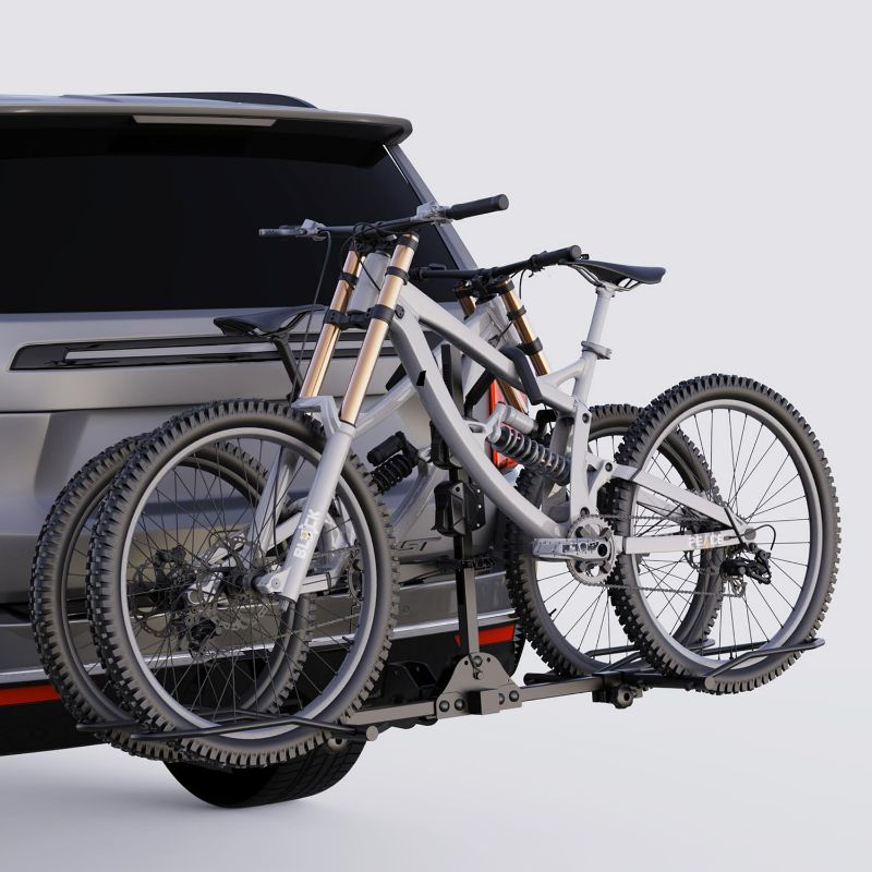 Photo 1 of TANX Bike Racks for Ebikes,Fat Tire Bike Rack for Tow Hitch 2-Bike 160 lbs Capacity,Hitch Bike Rack for Heavy E Bike, Wobble Free Smart Tilting Folding Bicycle Car Racks for Standard, 2 inch Receiver