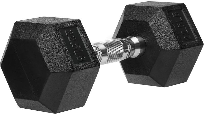 Photo 1 of Hex Dumbbell Rubber Coated Cast Iron Hex Black Dumbbell Free Weights for Exercises