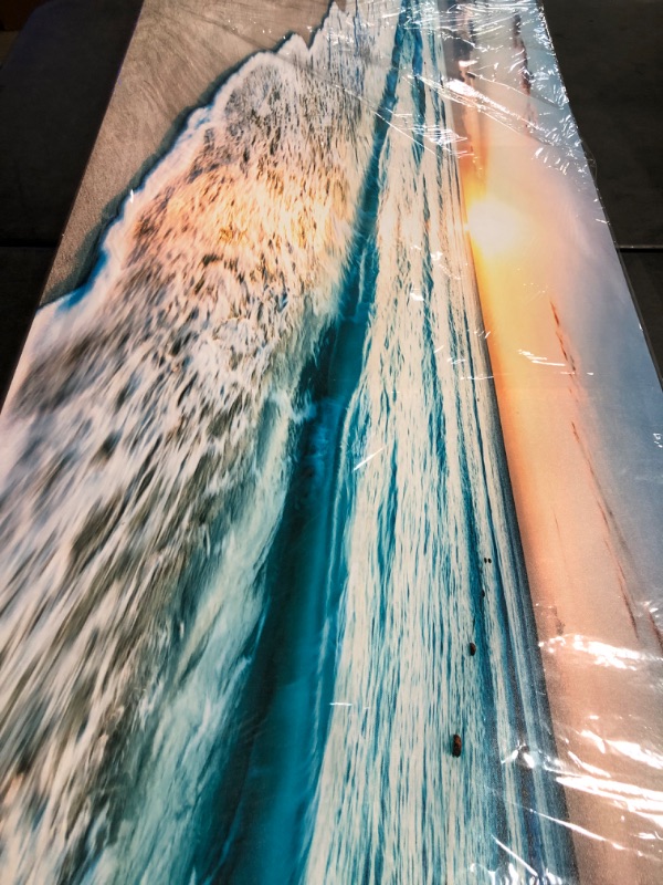 Photo 1 of Baisuart S02275 Canvas Prints Wall Art Beach Sunset Ocean Waves Nature Pictures Stretched Pictures to Photo Paintings on Canvas for Home Office Decorations Wall Décor XXLarge 30x60inch