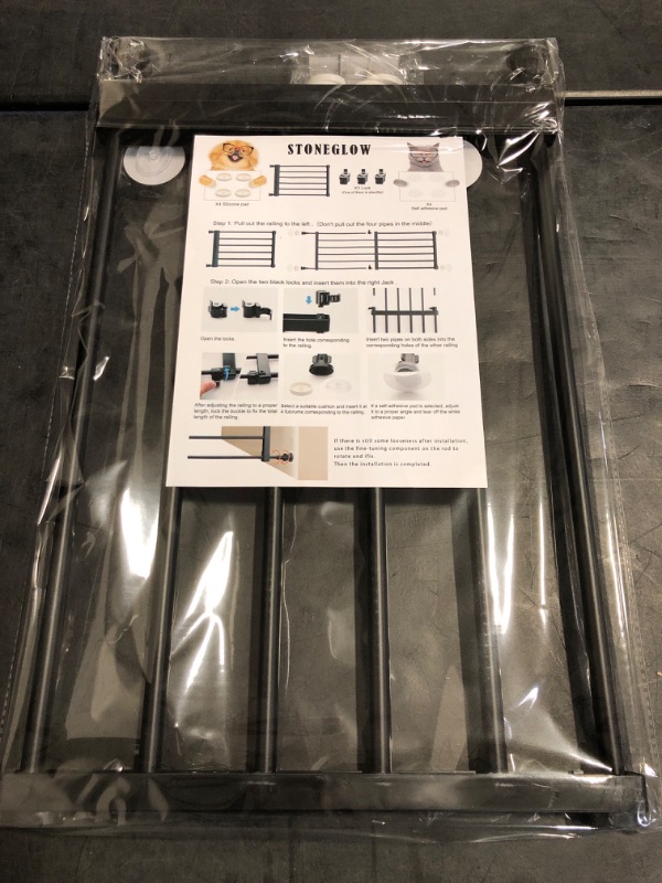 Photo 1 of Adjustable Step-Over Dog Gate - Expandable 22"-39.37" Pressure Mount Pet Gate for Stairs/Doorways, Indoor/Outdoor Use - Low Profile Space-Saving Puppy Gate (Short & Lightweight) (Black, M)