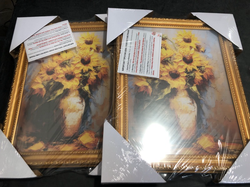 Photo 1 of 12x16 Gold Picture Frames Set of 2, Ornate Vintage 12 x 16 Photo Frames for Wall Decor or Tabletop Display, 16x12 Gold Frames with Real Glass