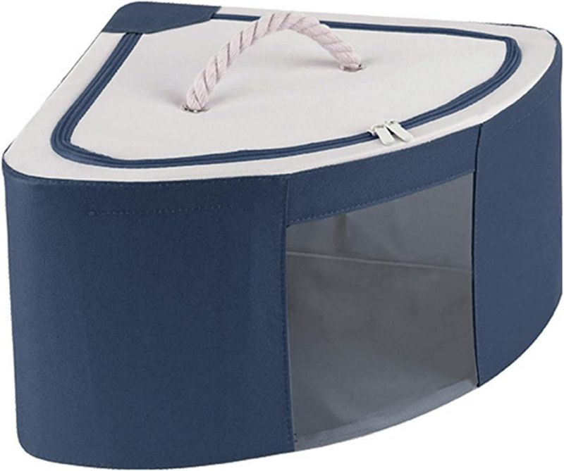 Photo 1 of Foldable Storage Bins Cubes Boxes with Lid, Triangle Corner Collapsible Fabric Storage Box Navy