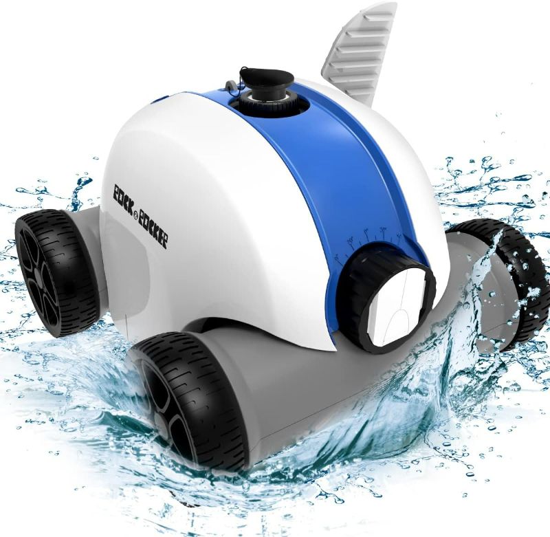 Photo 1 of (2023 Model) Rock&Rocker Cordless Robotic Pool Cleaner?Pool Vacuum with Dual-Drive Motors, Up to 90 Mins Runtime, Powerful Suction, Cleaning for Above or Inground Pools up to 861 Sq Ft, Blue