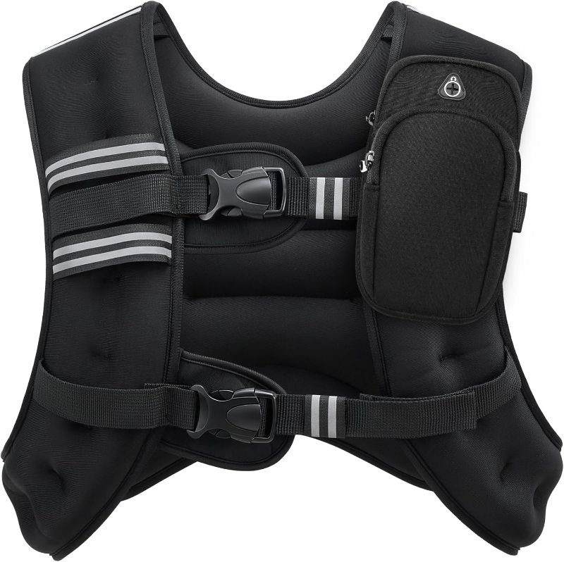 Photo 1 of ZELUS Weighted Vest, 6lb/8lb/12lb/16lb/20lb/25lb/30lb Weight Vest with Reflective Stripe for Workout, Strength Training, Running, Fitness, Muscle Building, Weight Loss, Weightlifting
