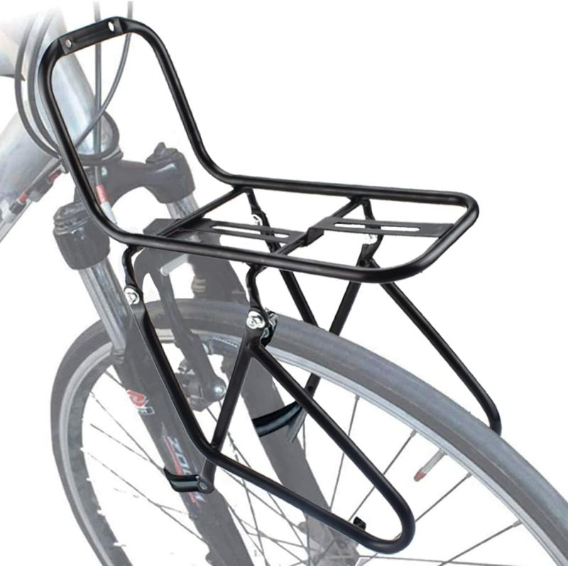 Photo 1 of Bicycle Front Rack, Luggage Touring Carrier Racks 15KG Capacity Mountain Road Bike Pannier Rack Cycling Equipment Stand Footstock for Cargo Luggage Picnic Carrier Rack