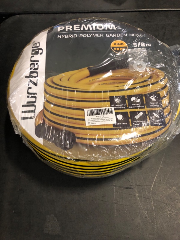 Photo 1 of Garden Hose 100 ft, Flexible Water Hose with 5/8" Inner Diameter, Lightweight Hybrid Rubber Hose, 3/4" Leak-Resistant Aluminum Fittings, High Flow for Yard & Garden Use